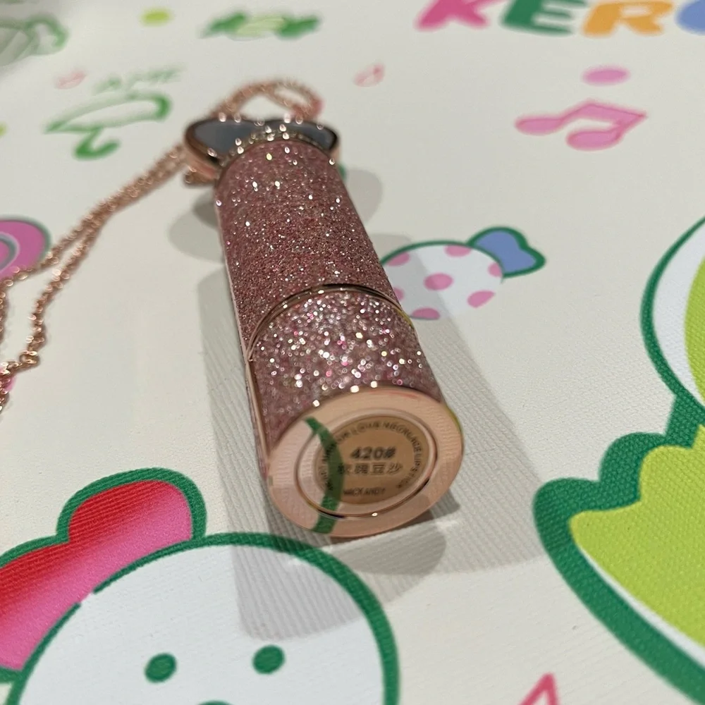 Red Lipstick in a Glittery Pink Tube with a Mirror Heart on Top - NIB - Picture 14 of 16